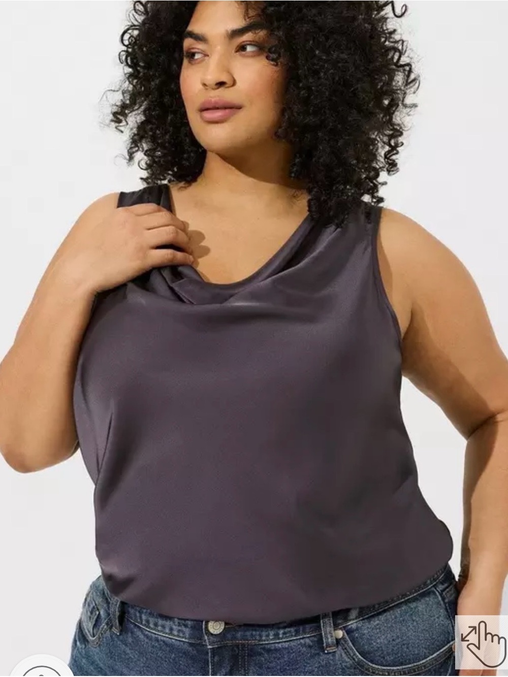 Torrid Women’s Satin Cowl Neck Tank Periscope Gray Size 2 (2X) **Flawed